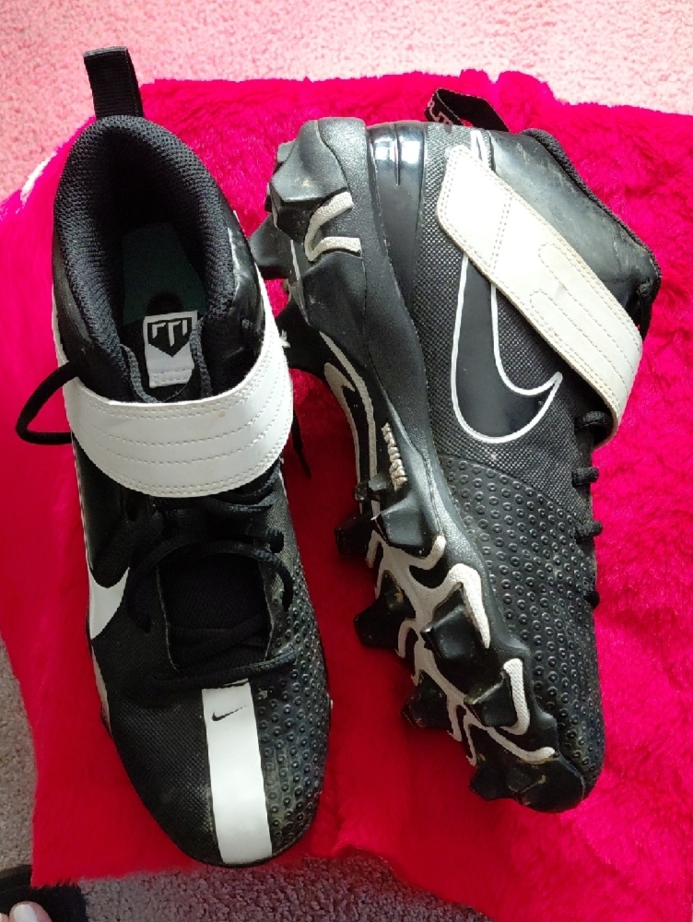 Nike Black and White Strap Turf Shoes